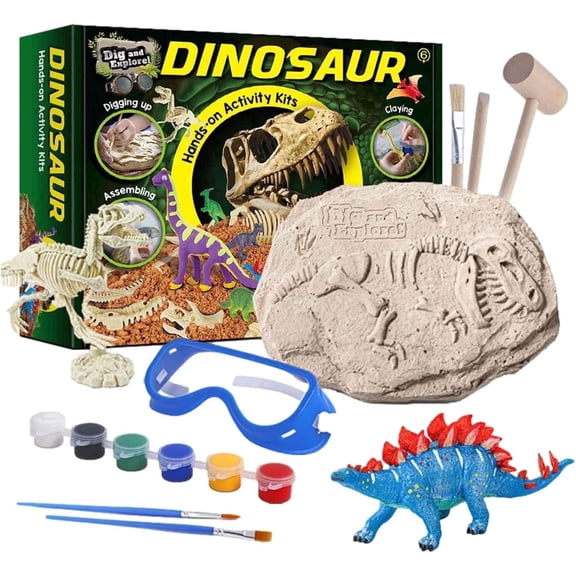 Piano Potato Dinosaur Dig & Explore Kit, Dinosaur Fossil Dig Kit, Dinosaur Skeleton Assembly Kit, Dinosaur Clay Modeling Kit, Dinosaur Painting Kit, STEM Dinosaur Toy for Kids Ages 6-12