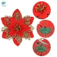 thumbnail image 4 of Deago 12 Pcs 6.3in Christmas Glitter Artificial Poinsettia Flowers Decorations with Clips and Stems Christmas Tree Ornaments for Xmas Wedding Party Wreath DIY (Gold), 4 of 9