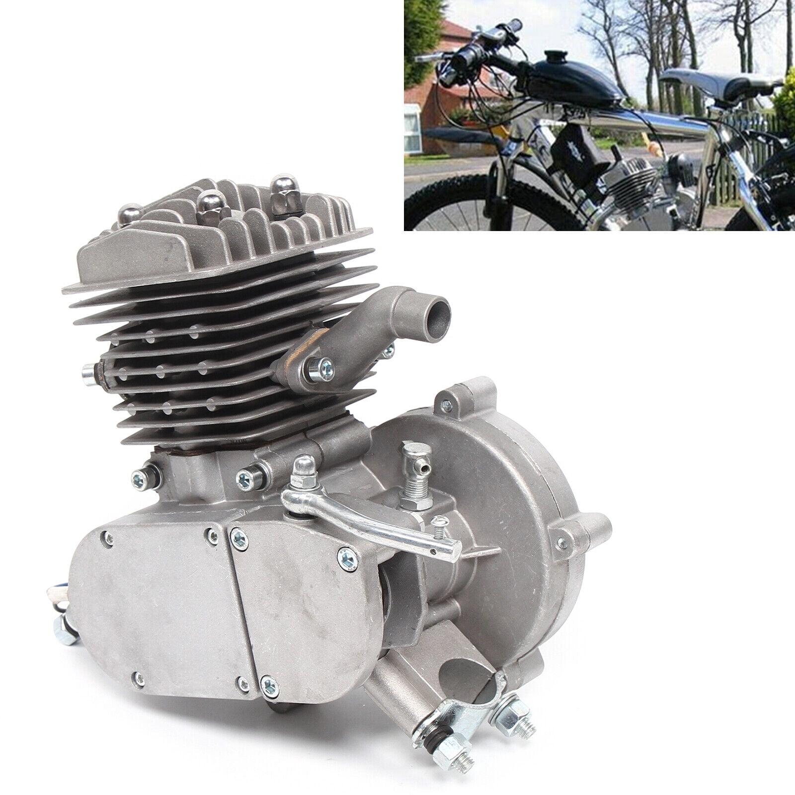 80CC 2-Stroke Engine Kit for Motorized Bicycle, Single-Piece Balanced Crank, 40mm Stroke, High Compression Head, Durable Installation Hardware