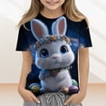 thumbnail image 2 of YOUYEDIAN 2026 Easter Girls T Shirts Funny Bunny Graphic Short Sleeve Tee Tops Festival Cute Cotton T-Shirt Outfits (Royal Blue, 6-7 Years), 2 of 5