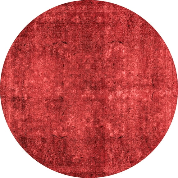 Ahgly Company Machine Washable Indoor Round Abstract Red Modern Area Rugs, 5' Round