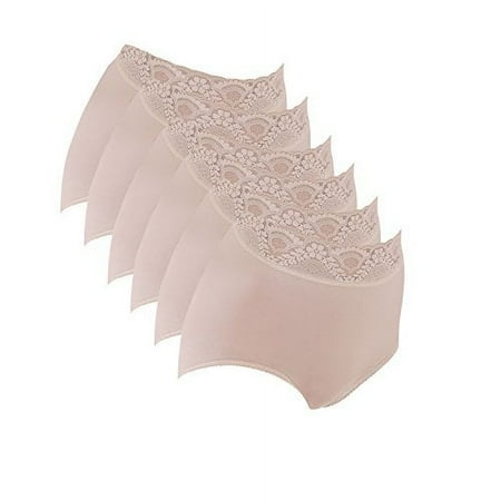 Bali Women`s Lacy Skamp Brief,2744,8,Rosewood (Pack of 6) 6 Rosewood