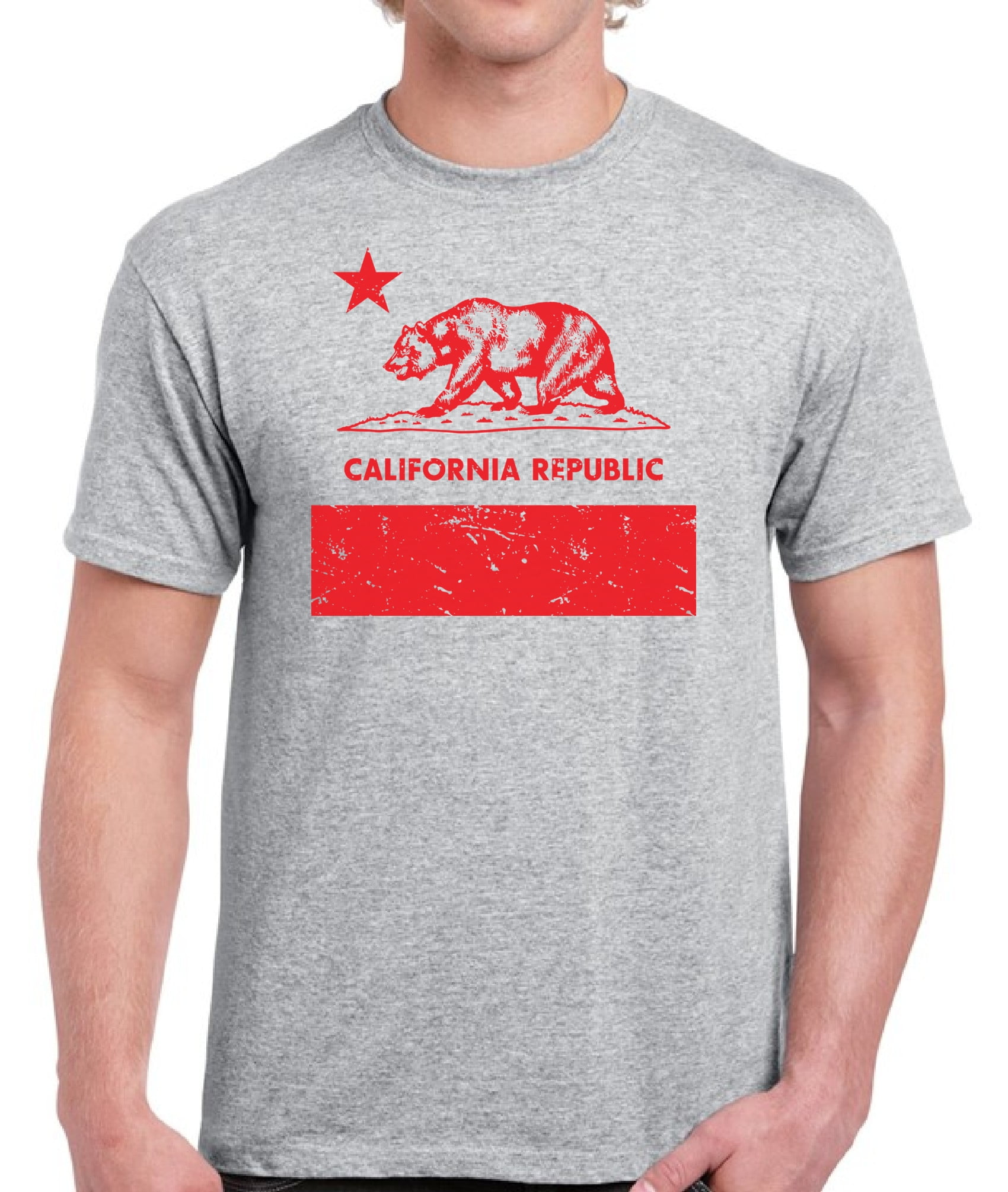 Red California Republic T-Shirt for Men - S M L XL 2XL 3XL 4XL USA State Graphic Tee - California Collection Funny Cali Gift for - Walmart.com