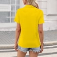 thumbnail image 3 of Womens V Neck Collared Polo Shirts Summer Work Short Sleeve Tops Casual Dressy Work Blouses Yellow 2XL, 3 of 4