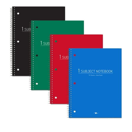 POLY COVER WB NOTEBOOK 1SUB 10.5"x8" WIDE RULED W/MARGIN ASST CV