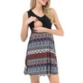 thumbnail image 5 of Biekopu Pregnant Woman Dress Vintage Print Patchwork Sleeveless V-Neck Summer Casual Maternity Dress, 5 of 6