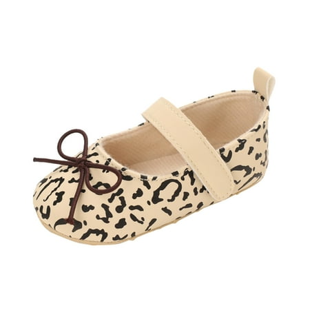 

TOYFUNNY Toddler Kids Baby Boys Girls Bowknot Leopard Print Non-Slip First Walking Shoes