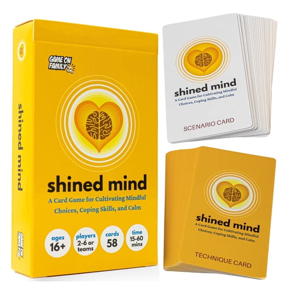 Game On Family Shined Mind Mindfulness Card Game, Educational, for Adult and Teen Self-Care, 58 Cards
