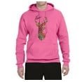 thumbnail image 2 of Trippy Colorful Buck Head Rainbow Hunting Deer Mosaic | Mens Animal Lover Hooded Sweatshirt Graphic Hoodie, Neon Pink, 3XL, 2 of 4