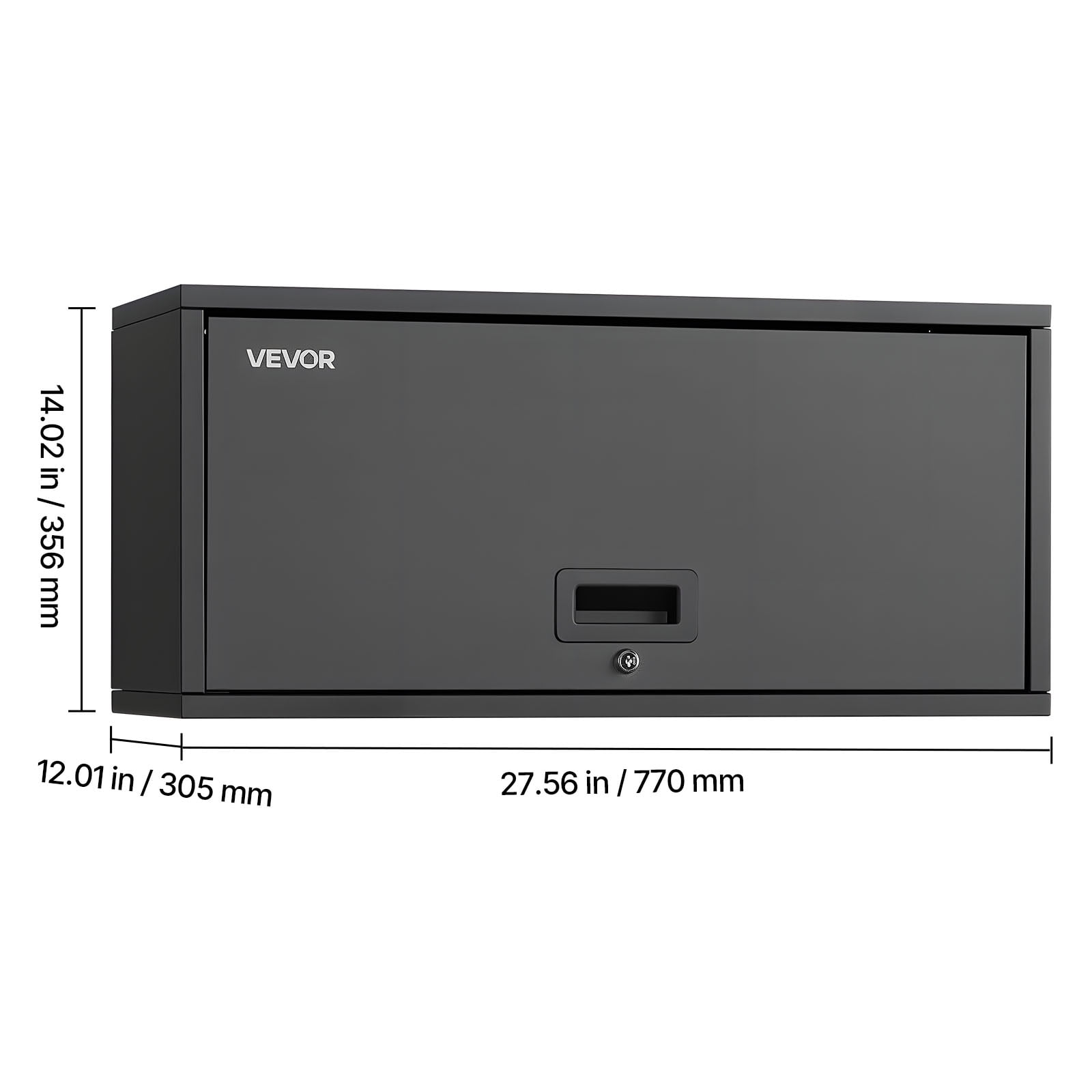 VEVOR Metal Wall Cabinet, 27.56W x 12.01D x 14.02H Inch, Floating Garage Tool Cabinet with Up-Flip Door, 120 lbs Load per Shelf, Fit for Garage, Basement, Kitchen, Warehouse, Assembly Required