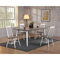 Kings Brand Furniture Milford 5 Piece White/Gray Kitchen Dining Room Set, Table & 4 Chairs