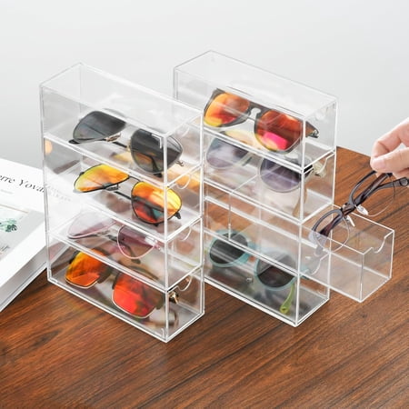 2 Pack Desktop Organizers of 8 Storage Drawers, Clear Acrylic Storage Drawers Organizer Sunglass Organizer Office Desk Organizer, Organizer for Vanity Table, Bathroom Counter, Teacher Desk, Dorm Desk