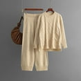 thumbnail image 2 of GigrtiJin 2 Piece Outfits for Women Sweater Sets Knitted Crewneck Long Sleeve Tops Casual Loose Wide Leg Pants, 2 of 3