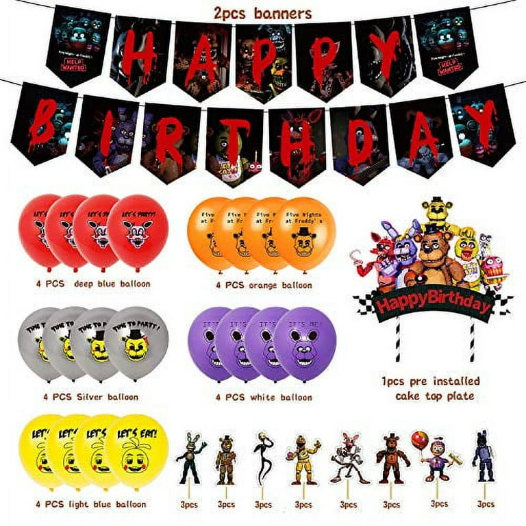 Heidaman Five Nights At Freddy's Birthday Party Supplies Fnaf Birthday  Decorations Freddy Frostbear Party Decorations Set Include Banners Balloons