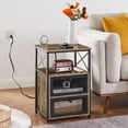 thumbnail image 2 of VECELO Set of 2 Nightstand with Charging Station & 2 Flip Drawers, Sofa Side End Table for Bedroom, Living Room, 2 USB Ports & 2 Power Outlet, Gray, 2 of 8