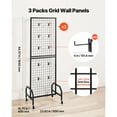 thumbnail image 2 of KFFKFF 3-Pack Grid Wall Panels, 1.9 x 5.4 ft Wire Display Racks with Wheels and 30 Hooks, Black Carbon Steel Panels for Craft Fairs, Decoration, Storage, and Message Boards, 2 of 9