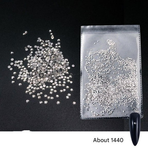 White Small Round Diamond Nail Art Rhinestones Silver Super Flash Glass Flat Bottom Water Diamonds