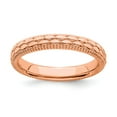 thumbnail image 1 of 925 Sterling Silver Stackable Rose Gold-plated Patterned Ring Eternity Band Size 5, 1 of 6