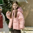 thumbnail image 5 of AINIYS Girls and Toddlers' Cropped Full-Zip Stand Collar Puffer Winter Oversized Jacket with Pocket Pink 7-8Years, 5 of 6