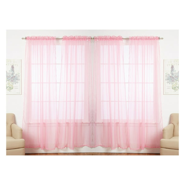 Solid Sheer Window Curtain Panels, Pink Sheer Panel Curtains