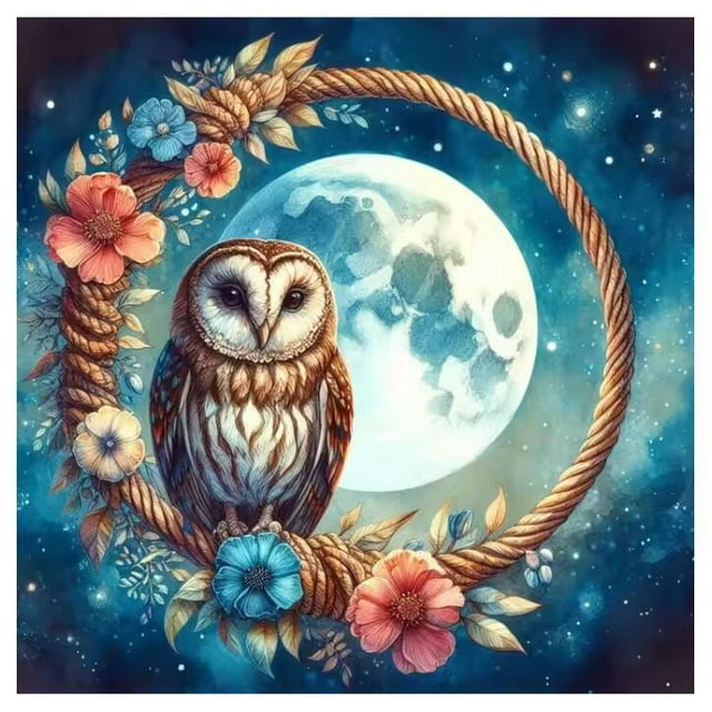 Diy Animal Diamond Painting Owl Full Round Square Mosaic Diamond 5D Flower Bird Home Decorative Heart-Shaped Rhinestone Pictures