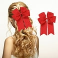 thumbnail image 1 of 6-inch Ribbed Satin Fishtail Ribbon Bow Hair Clip | Double Layered Durable Non-Slip Hair Accessory | Vibrant Colors, Easy Clip, All Ages | Adds Style for Parties & Daily Wear, 1 of 7