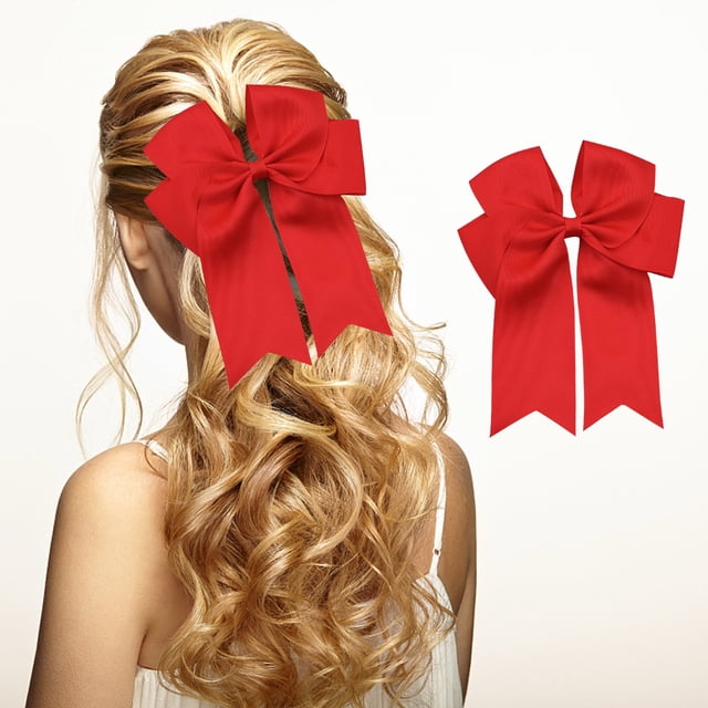 6-inch Ribbed Satin Fishtail Ribbon Bow Hair Clip | Double Layered Durable Non-Slip Hair Accessory | Vibrant Colors, Easy Clip, All Ages | Adds Style for Parties & Daily Wear