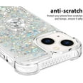 thumbnail image 5 of Glitter Case for Apple iPhone 14, Bling Sparkle Floating Cover Liquid Fashion Girly Women Girls Clear with Ring Holder Phone Case for iPhone 14  Silver, 5 of 12