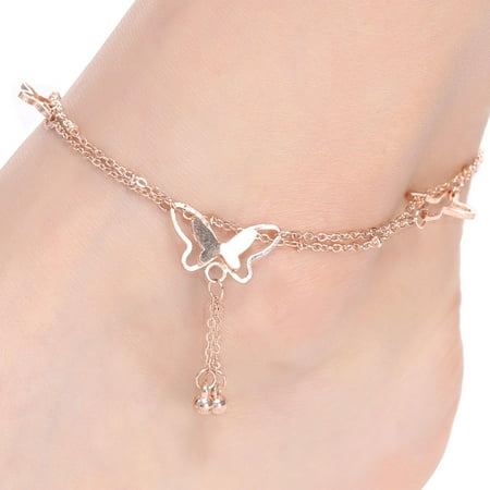 Bell Anklet Bracelet Women Fashion Barefoot Sandal Beach Butterfly Shape Charm Anklet Bracelets Chain Anklets BEDTS ()