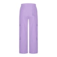 thumbnail image 4 of Cargo Pants for women Casual High Waist Elastic Straight Back Pockets Business Casual Pants Purple, 4 of 8