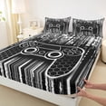 thumbnail image 3 of Feelyou Modern Game Console Full Size Sheets for Kids, Cartoon Gamepad Lover Bed Sheets, Fashion Grey Square Abstract Sheet Sets, Breathable Home Decor, 4-Piece, 3 of 7