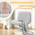 thumbnail image 5 of COOLHUT Office Chair Armless Criss Cross Legged Chair, Teddy Fabric Comfy Home Office Desk Chairs, Wide Seat Vanity Task Computer Chair, Gray, 5 of 15