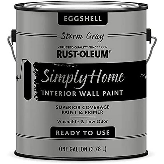 1 gal Rust-Oleum 332143 Storm Gray Simply Home Interior Wall Paint, Eggshell Pack of 1
