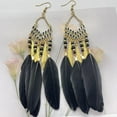 thumbnail image 5 of Feather Earrings for Women Long Vintage Boho Earrings Feather Earrings Black Feather Tassel Earrings Western Bohemian Jewelry for Women, 5 of 6
