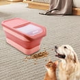 thumbnail image 4 of Linnome Large Airtight Dog Food Storage Container with Wheels & Hinged Lid, Foldable Pet Food Bin for 12-15kg Dry Kibble, Easy-Moving Animal Feed Organizer, 4 of 6