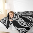 thumbnail image 4 of Homewish Black Grey Leopard Print Queen Comforter Set for Female, Fashion Lines Stripes Bedding Sets, Modern Abstract Ombre Reversible Bedding Comforter Set, Super Cozy Room Decor, 3-Piece, 4 of 8