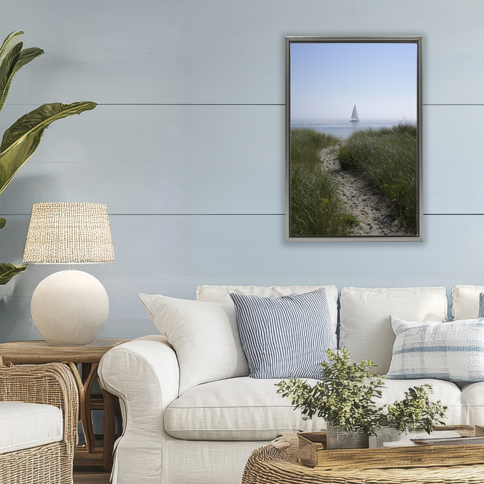 Stupell Industries Path to Morning Sail Gray Framed Floater Canvas Wall Art, design by JLM Photographs