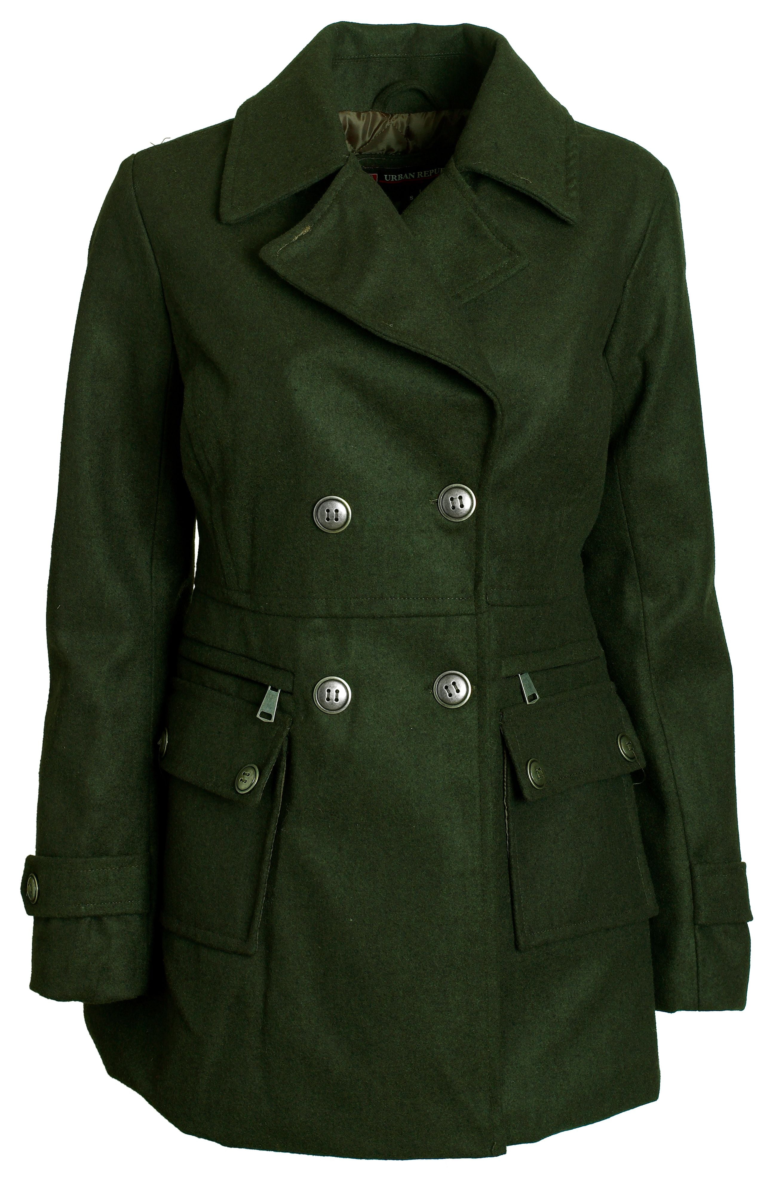 ROBO Winter Warm Quilted Trench Coat Long Wool Blend Pea Coat Jacket for Mens