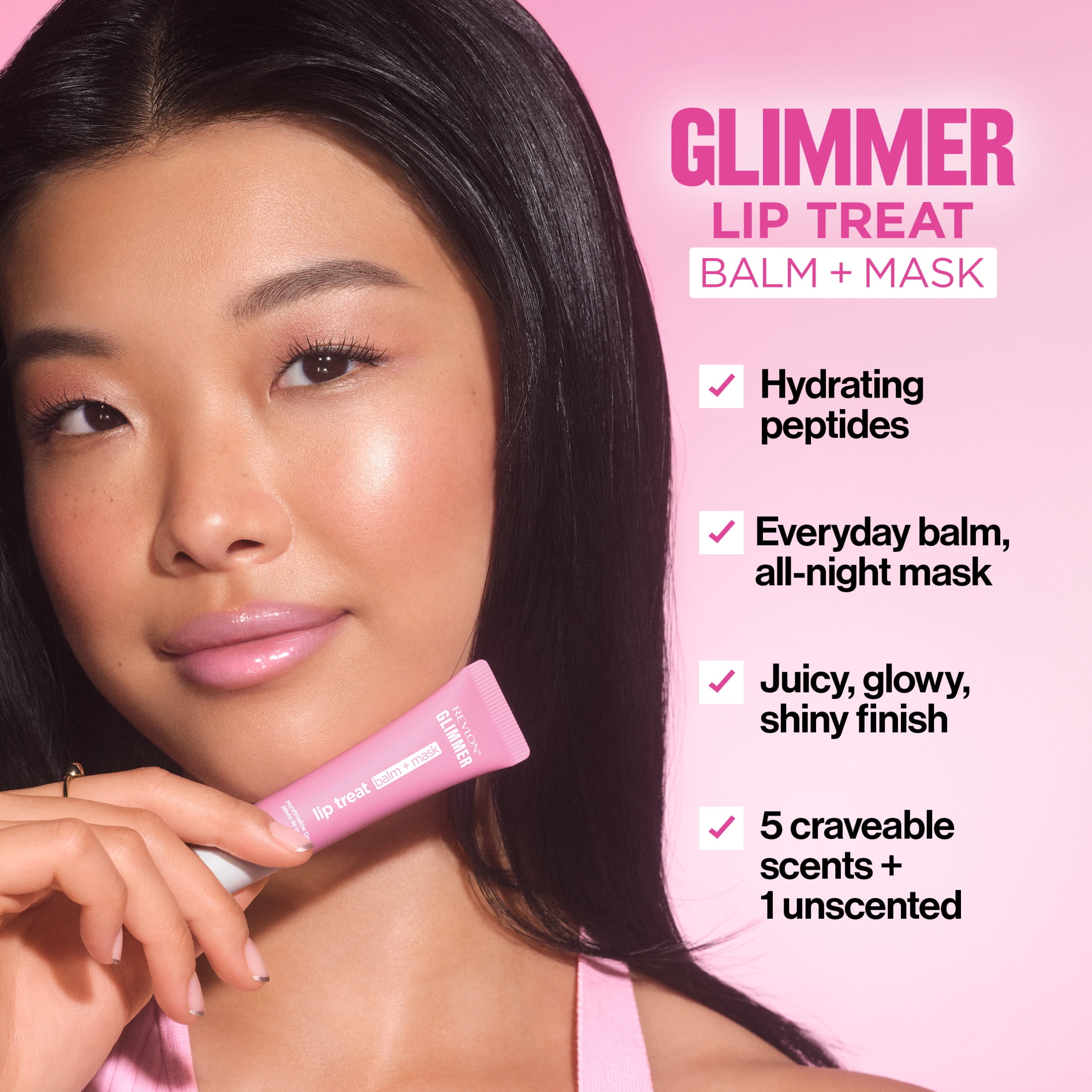 Revlon Glimmer Lip Treat Balm + Mask for Dry Lips, Overnight, 001 Scent Free, 0.4 fl oz