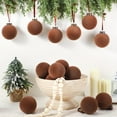 thumbnail image 6 of 15 Pcs Velvet Christmas Balls Bulk Flocked Christmas Tree Ball Ornaments Plastic Xmas Decorative Hanging Ornaments(Brown,3.15 Inch), 6 of 13