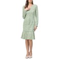 thumbnail image 2 of INSPIRE CHIC Women's Bodycon Mermaid Dress Tweed Long Sleeve Elegant Cocktail Fishtail Dresses M Green Blue, 2 of 5