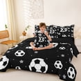 thumbnail image 4 of Erosebridal Kawaii Soccer Pattern Kids 7 Pieces Bedding Comforter Set,Letter D Monogrammed Full Bedding Set For Boys Teens,Reversible Black, 4 of 7
