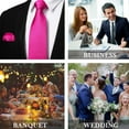 thumbnail image 7 of Mens Solid Color Necktie and Pocket Square with Tie Cufflinks Sets for Wedding Party Pink Ties, 7 of 7