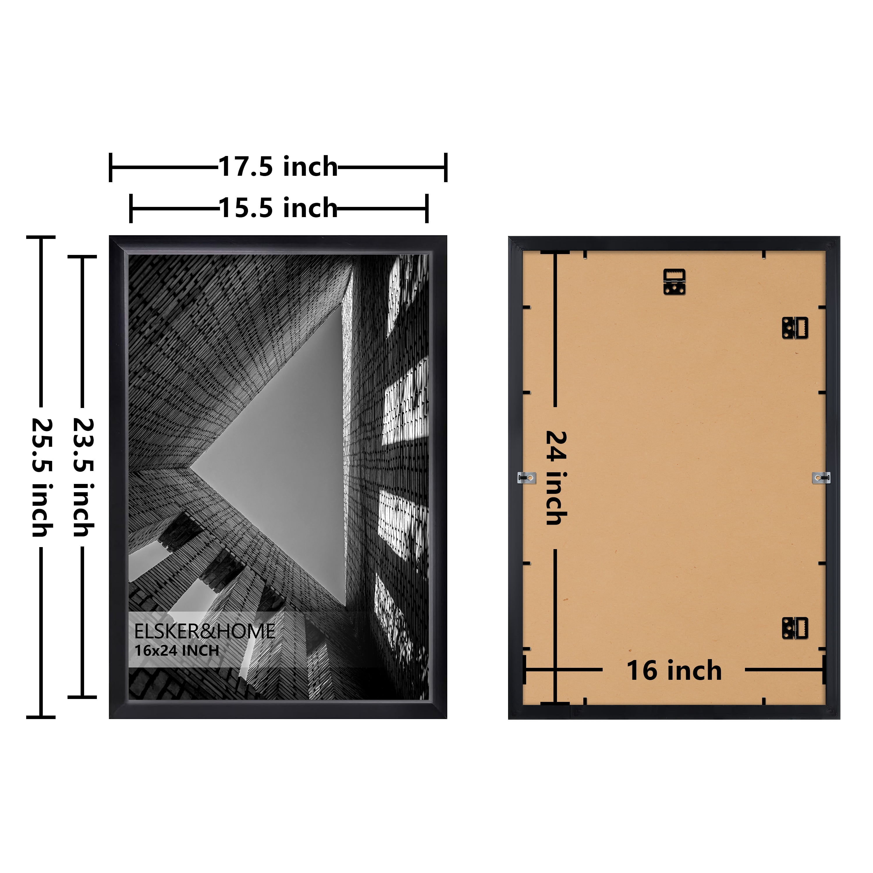 ELSKER&HOME 16 x 24 Poster Frame 4 Pack, Black Picture Frame for Horizontal or Vertical Wall Mounting, Multi-Purpose Home Office Decor for 16x24 Photos
