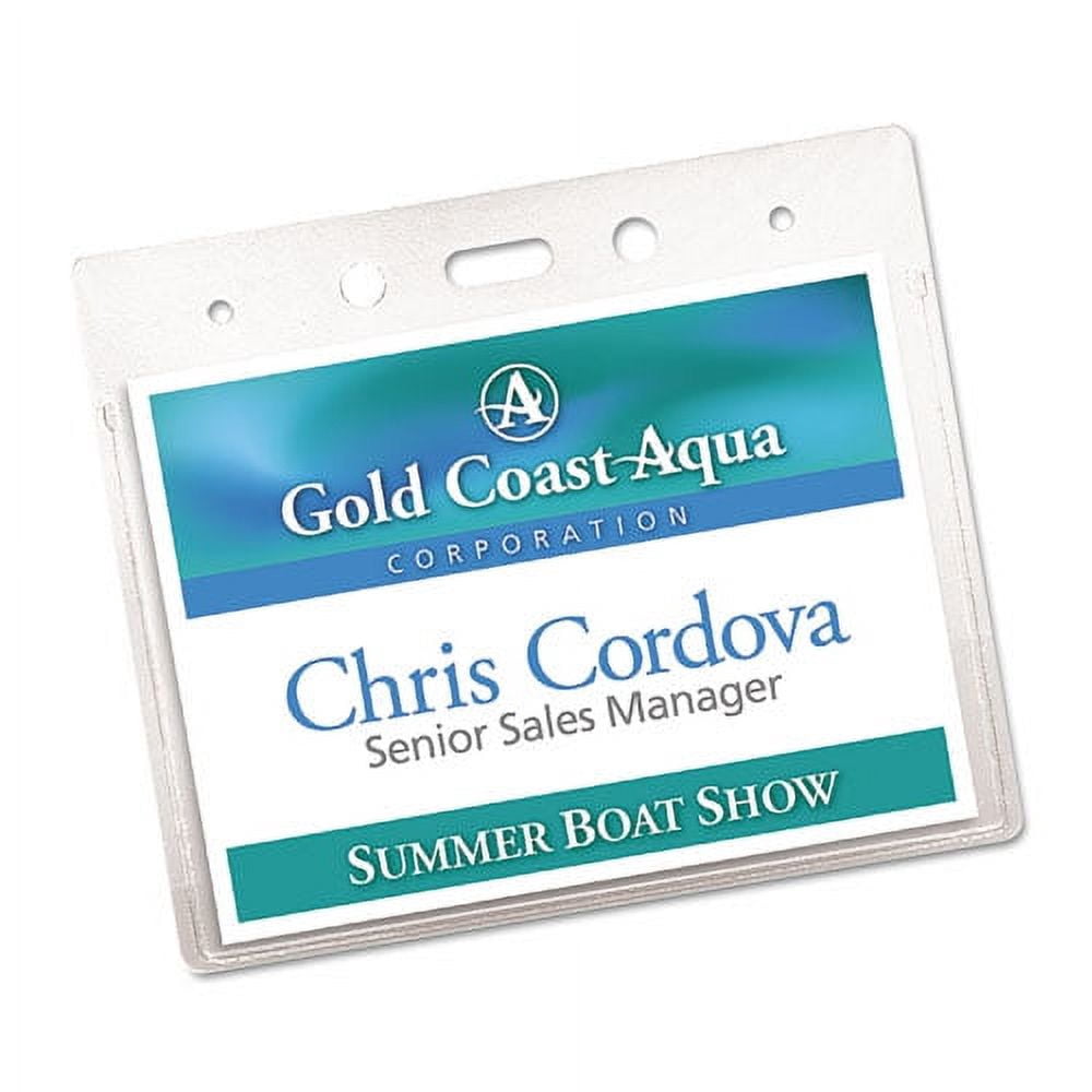 "Secure Top Heavy-Duty Badge Holders, Horizontal, 4w X 3h, Clear, 25/pack | Bundle of 2 Packs"