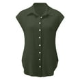 thumbnail image 4 of Women's Tops Fashion Solid Button Shirt Female V-Neck Loose T-shirt Blouse, 4 of 6
