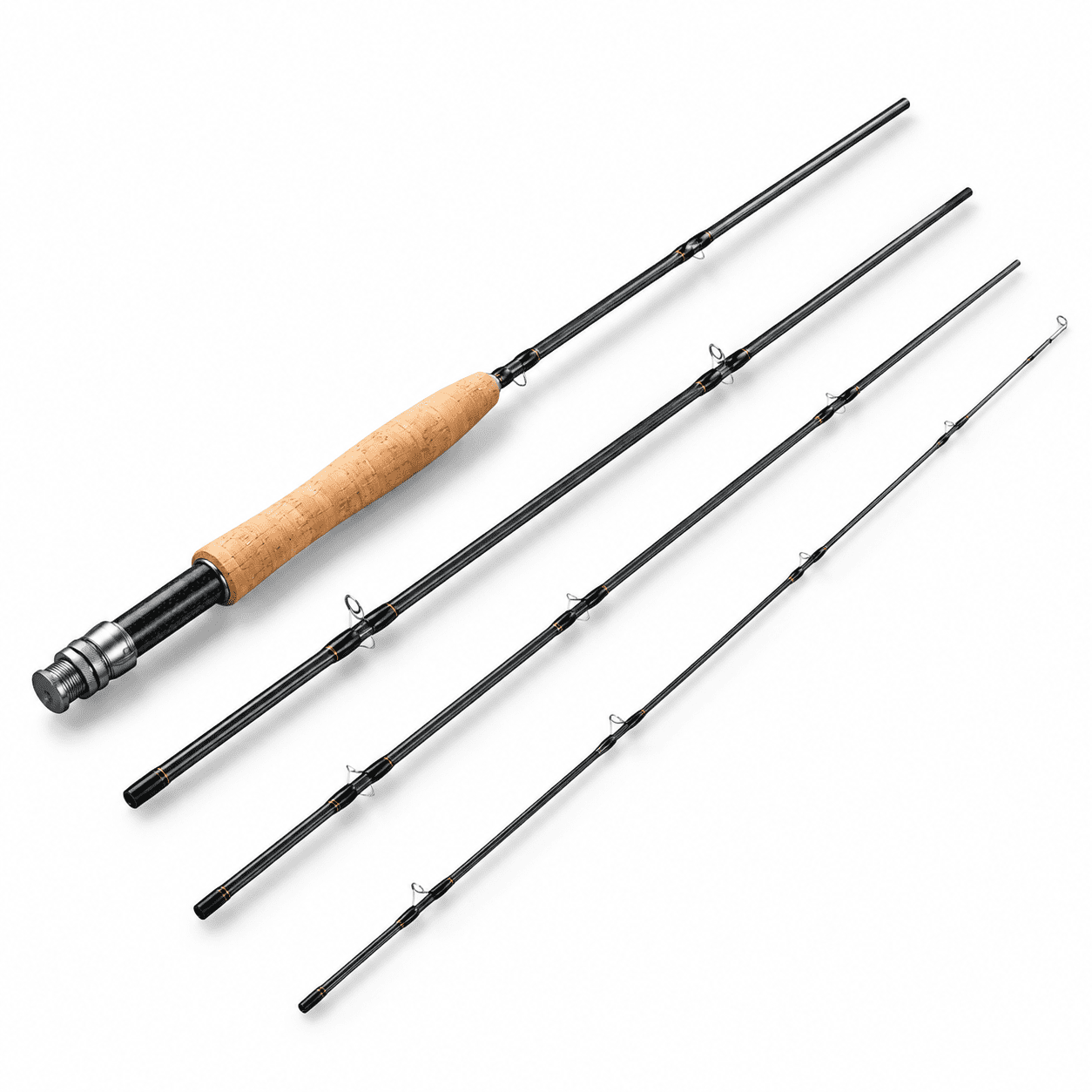 Fly Fishing Rod 7 feet 6 inch 3-4wt 4-Piece Portable Carbon Fiber Fast Action for Freshwater Stream