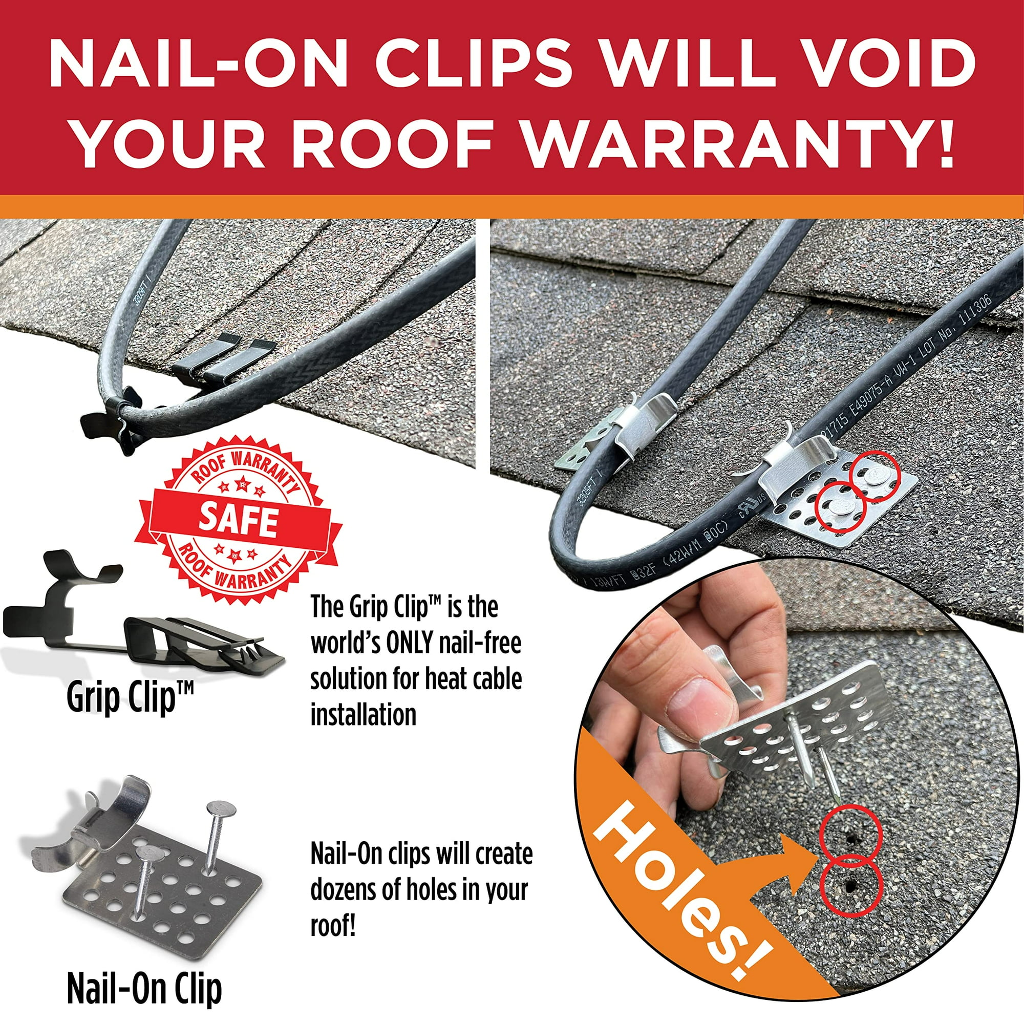 Grip Clip Roof Clips Clip Hooks For Installing Heat Tape De Icing Cable Prevents Unnecessary Damage To Roofing Simple Nail Free Outdoor Cable