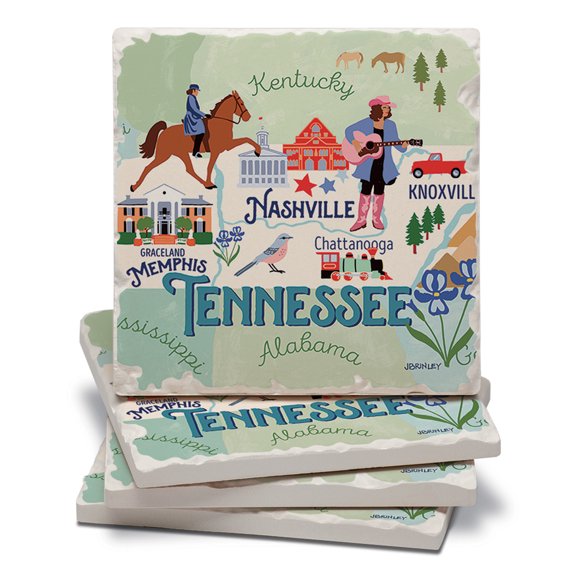 Thirstystone Tennessee Attractions Tumbled Tile Coaster 4-Pack
