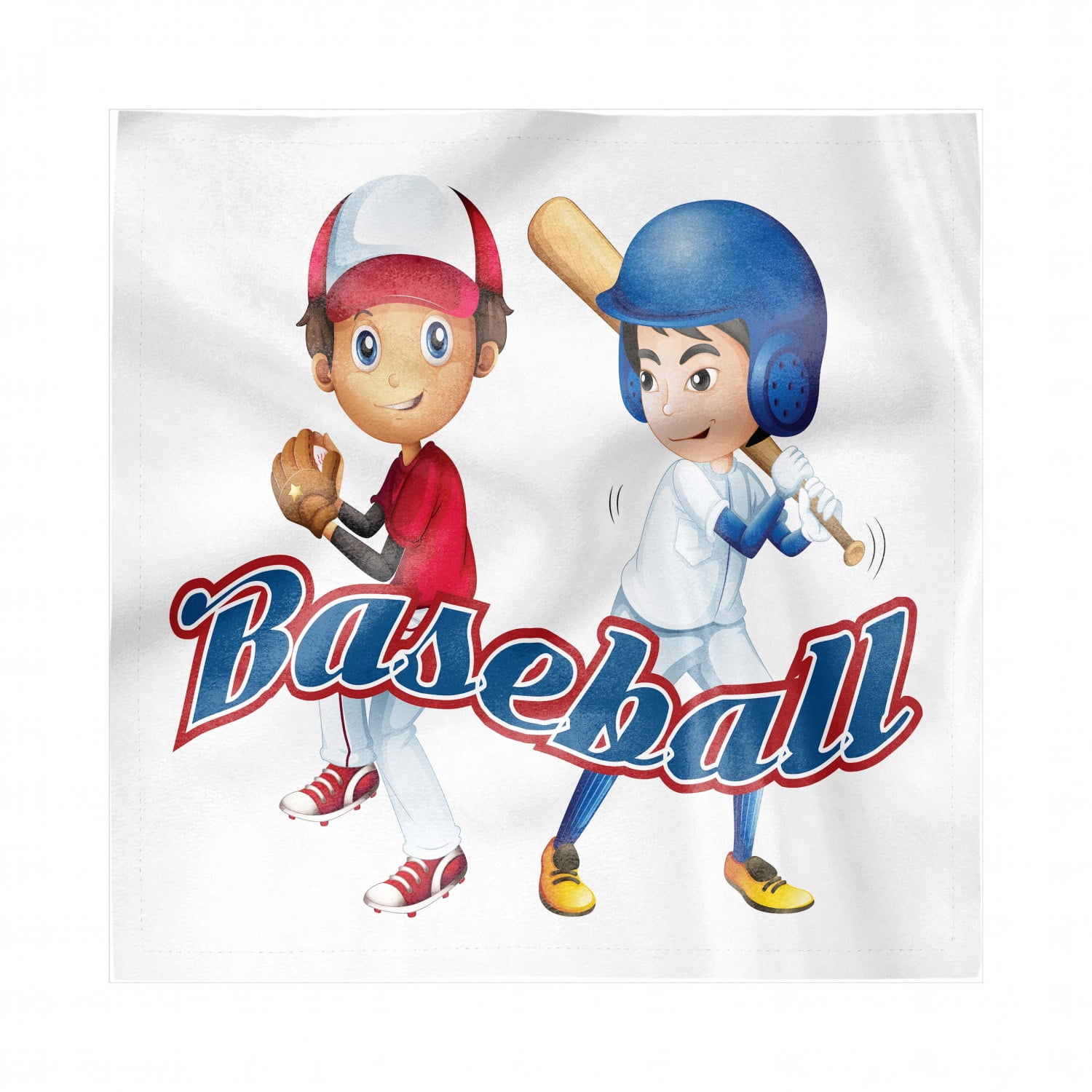 Sports Decorative Satin Napkins Set of 4, Baseball Player Boys Pitching